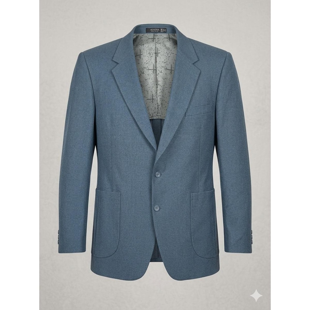 Vtg 70s Johnny Carson Blue Career Blazer Office Sport Coat Union Made Size 44L